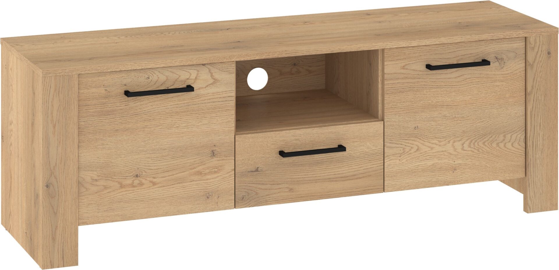 DELIS 10 baldų, komoda, TV staliukas, 140 cm, kremonos ąžuolas