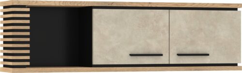 MILAR 13 baldai, sieninė lentyna, 2D, ąžuolo, chromo, granada, migdolų, juoda