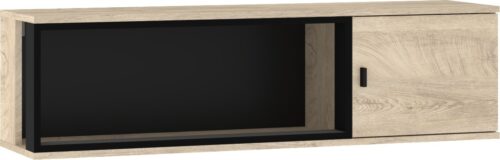 GAVES 15 baldai, prie sienos tvirtinama lentyna, palėpės spintelė, ąžuolo imitacijos, juoda