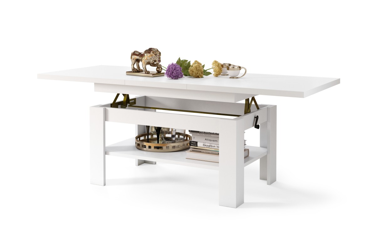 RIO baltas matinis - sulankstomas kavos staliukas su lentyna