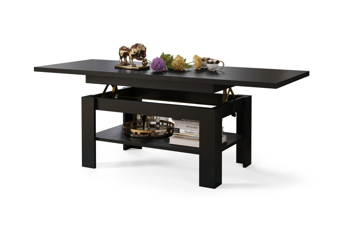 RIO juodas matinis - sulankstomas kavos staliukas su lentyna