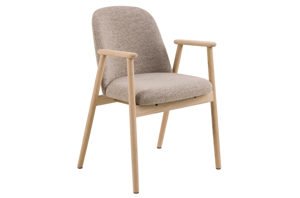 RODERIC Latte Beige (audinys „Monza 60“) / alyvuotas balinto ąžuolo rėmas - MEDINĖ BUKLĖ KĖDĖ SVETAINEI VALGOMAJAM RETRO VIRTUVEI