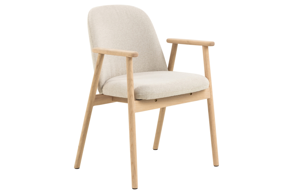 RODERIC smėlio spalvos (Apia 453 audinys) / alyvuotas balinto ąžuolo rėmas - MEDINĖ KĖDĖ SU ŠENILIU SVETAINEI, VALGOMAJAM, RETRO VIRTUVEI