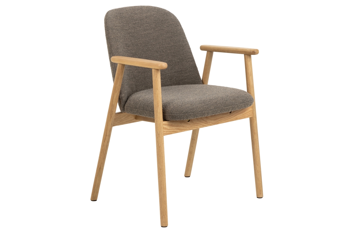 RODERIC rusvai pilka (audinys „Monza 40“) / lakuotas ąžuolo rėmas - MEDINĖ BUKLĖ KĖDĖ SVETAINEI VALGOMAJAM RETRO VIRTUVEI