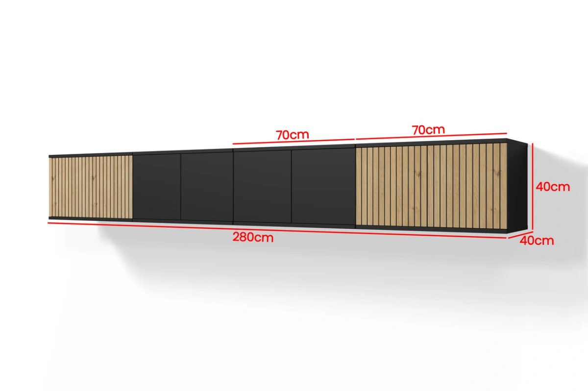 Lofto stiliaus TV spintelė su grotelėmis, 280 cm, Ross — изображение 3