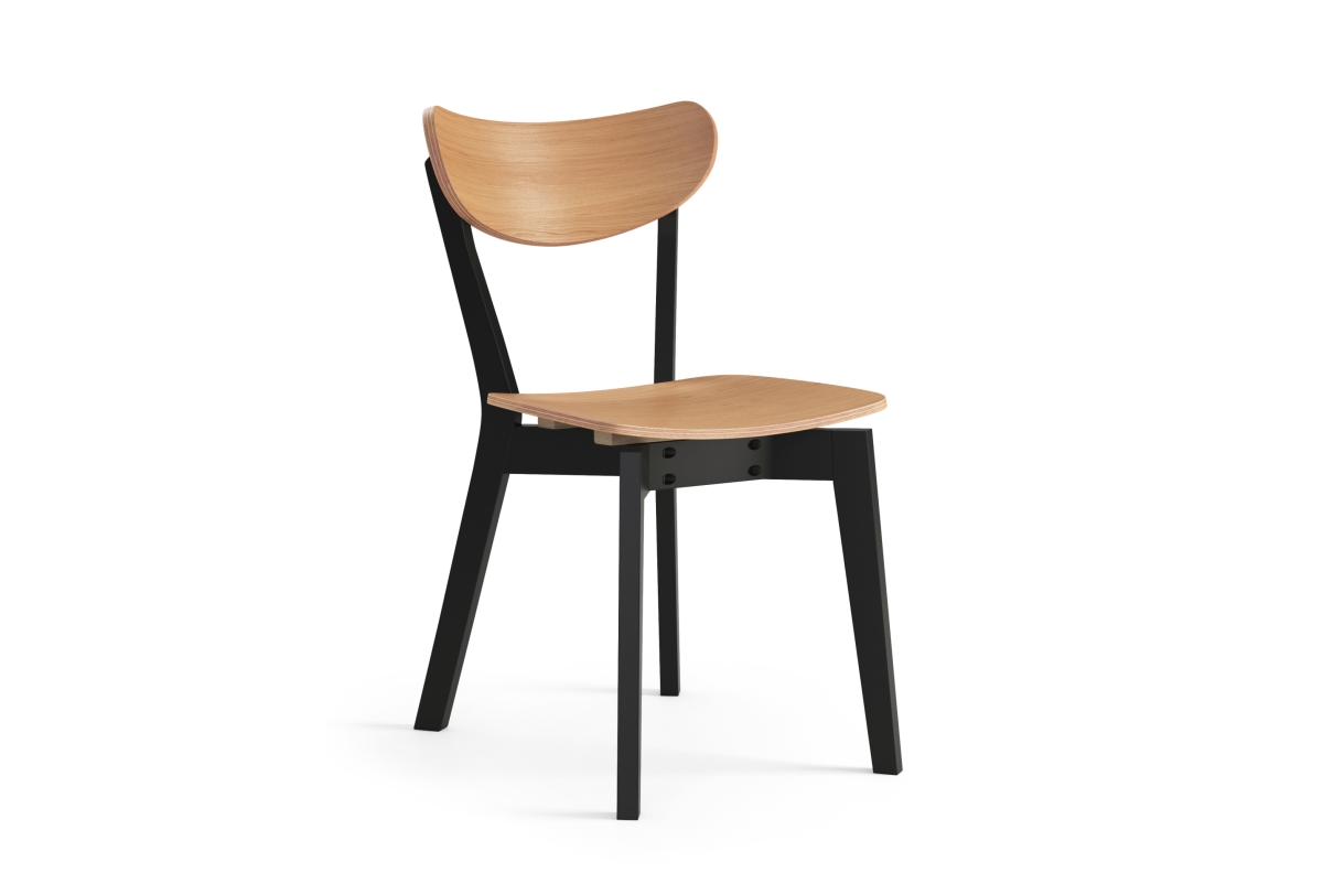 ROXY natūralaus ąžuolo/juodo rėmo medinė kėdė svetainei, valgomajam, retro virtuvei