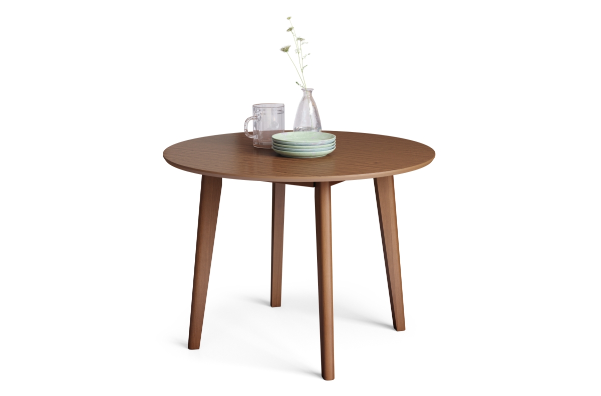 ROXY natūralus riešutmedis - apvalus medinis stalas virtuvei/valgomajam, retro stilius