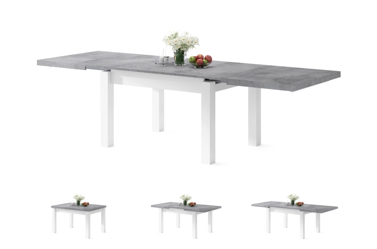 ROYAL Millenium betono/matinės baltos spalvos - prailginamas stalas iki 2,7 m