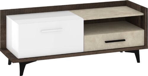 DOX 08 baldai maža komoda stalas TV spintelė su stalčiumi granada balta