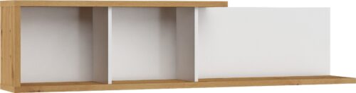 BRITA 13 baldų sieninė lentyna svetainei, meniško ąžuolo spalvos, balta