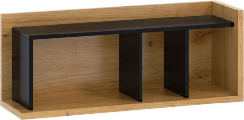 DOX 04 baldų sieninė knygų lentyna, ąžuolo imitacija, juoda