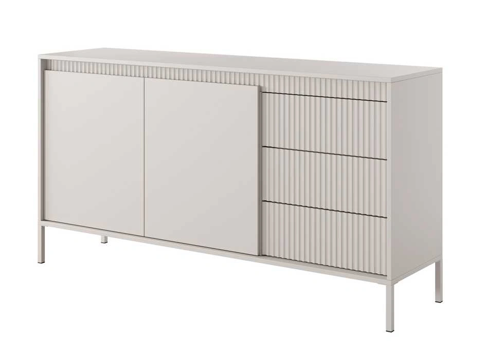 Komoda su spintelėmis ir stalčiais, grioveliais išraižyti fasadai 153 2D3S Senso smėlio spalvos