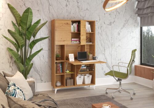 MEGI 2 baldai, knygų lentyna + rašomasis stalas, ąžuolas