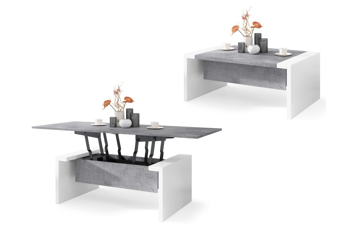 SPACE Millenium Concrete/White - Suoliukas su sulankstomu ir pakeliamu stalviršiu