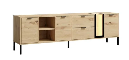 Skandinaviška televizoriaus spintelė su mediniais įdėklais Evolution EV4a
