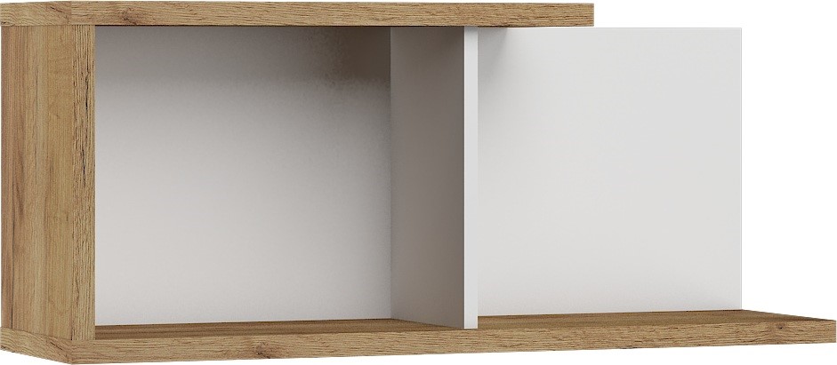 BRITA 14 baldų sieninė lentyna svetainei, ąžuolo, aukso ir baltos spalvos, rankdarbiams