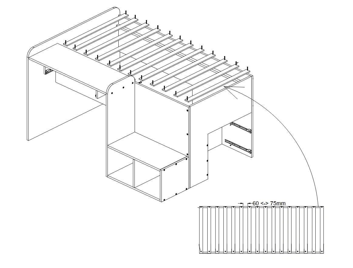 ASHER II dvivietė lova su stalčiais 90x200 cm - Paveikslėlis 6