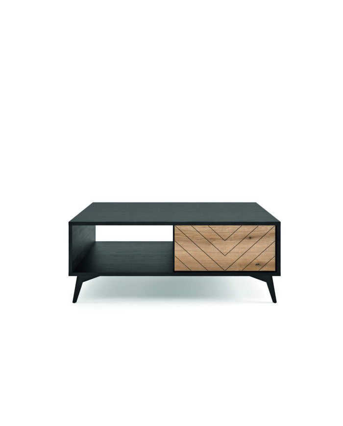 Kavos staliukas, Diamond L140 kavos staliukas, lentyna, stalčius, Evoke ąžuolas/juoda