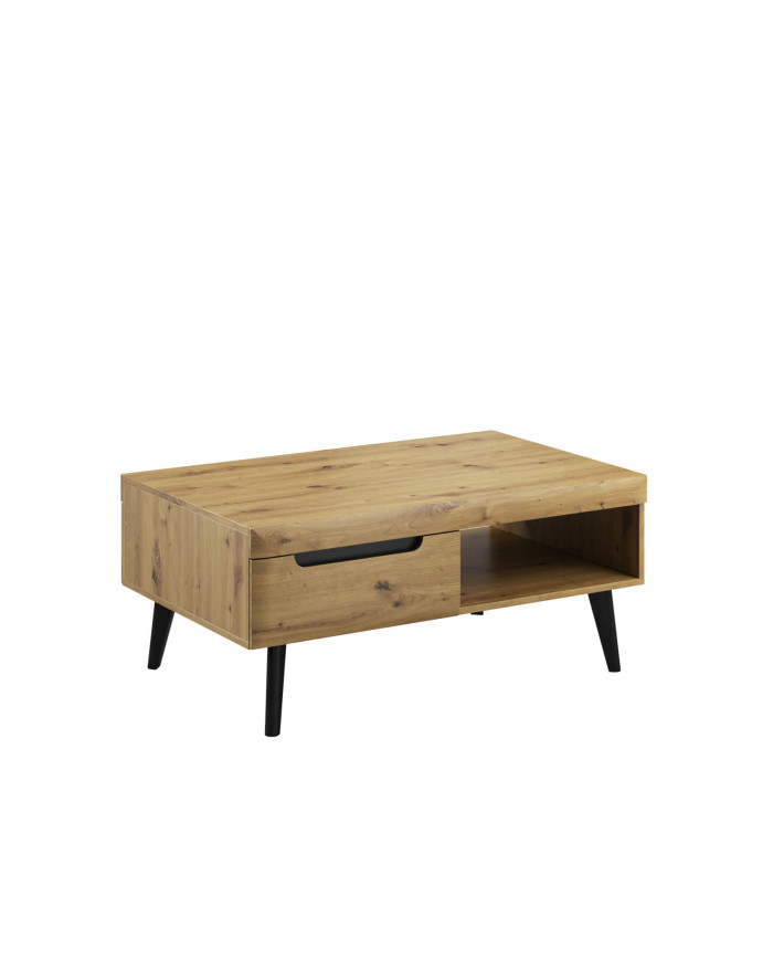 Nordi NL107 kavos staliukas, suolas, lentyna, stalčiai, Artisan ąžuolas/juoda