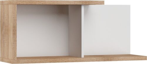 BRITA 14 baldai, prie sienos tvirtinama lentyna svetainei, Sonoma ąžuolas, balta