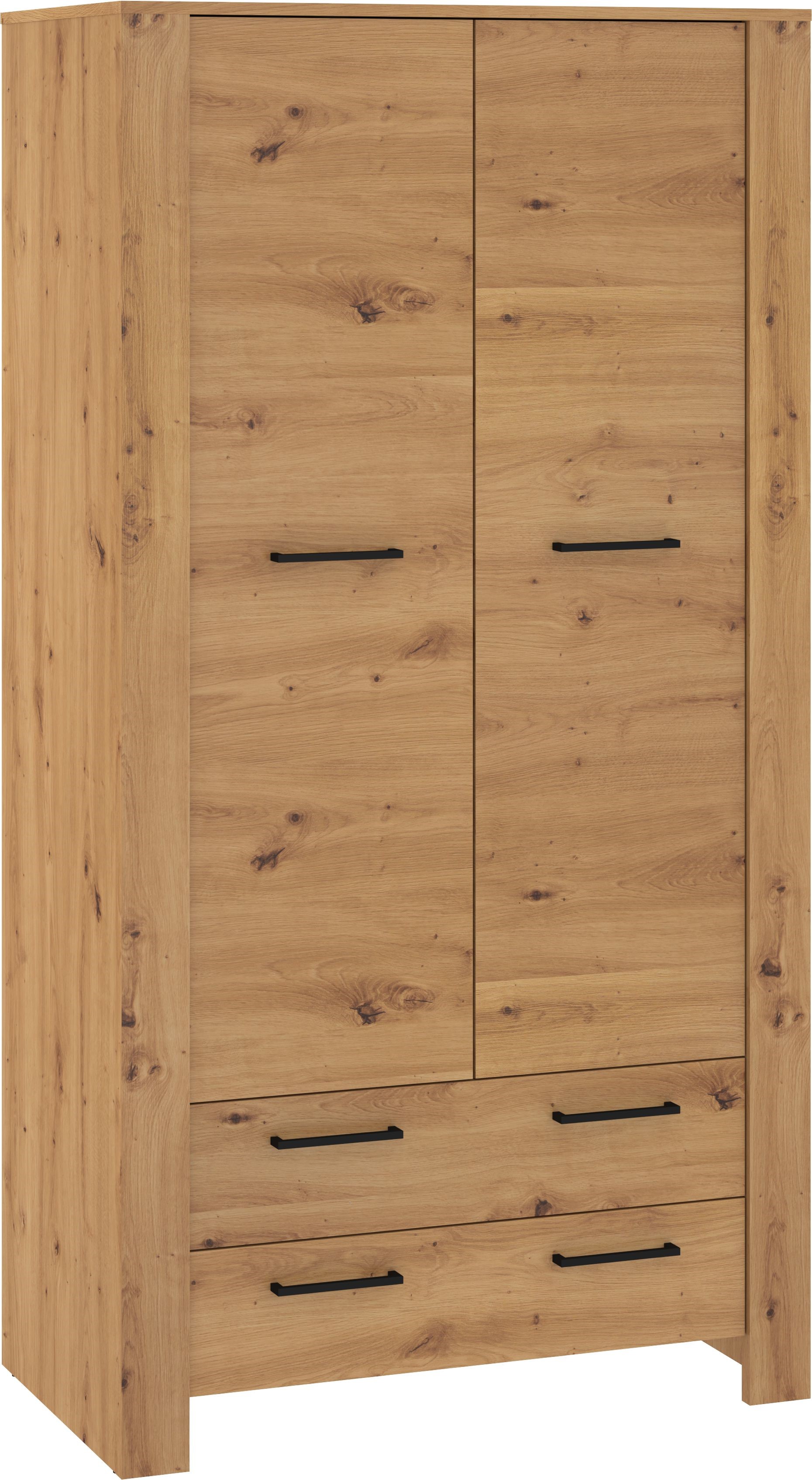 DELIS 12 baldų spinta su stalčiais prieškambariui arba svetainei, dirbtinio ąžuolo spalvos