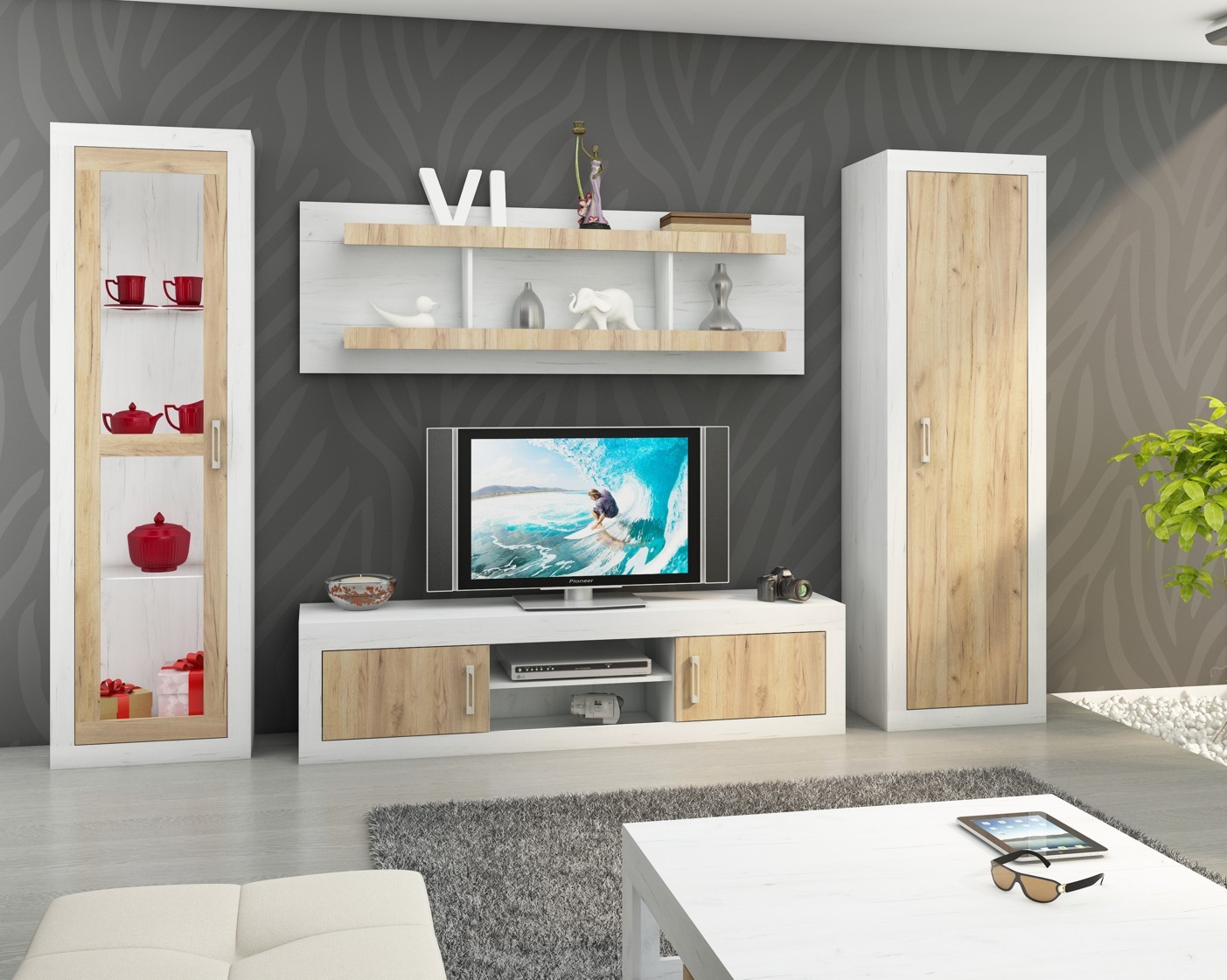 RINGO baldai #3 svetainės komplektas su sienine spintele