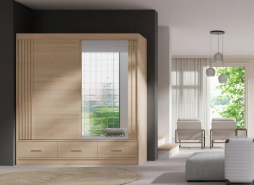 Stumdoma spinta su lamelėmis, veidrodžiu ir stalčiais, Canada CA11-200