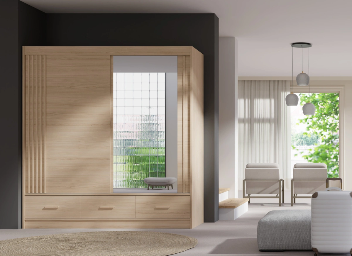 Stumdoma spinta su lamelėmis, veidrodžiu ir stalčiais, Canada CA11-200