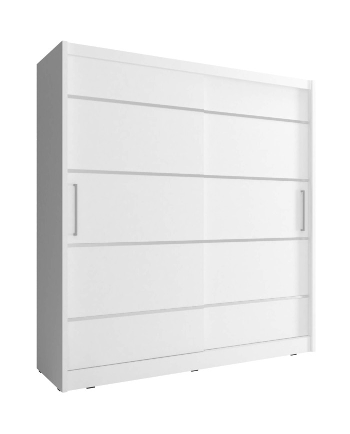 Maja aliuminio spinta, dviejų durų, 200 cm, stumdomos, lentynos, pakaba, balta