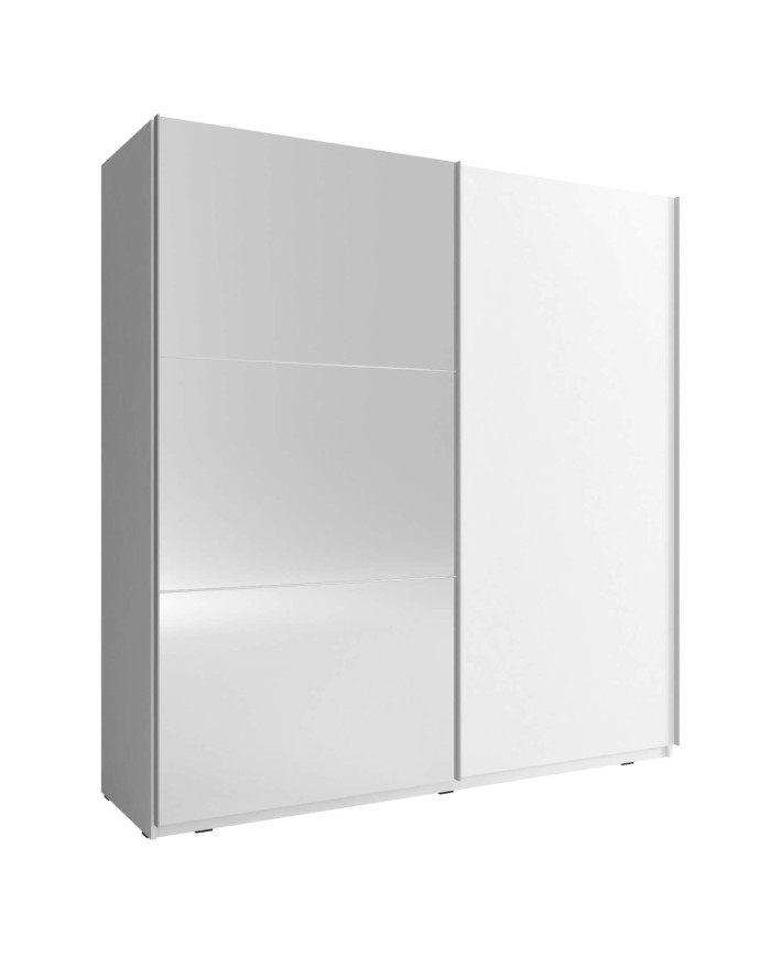 Mika 2 spinta, dvidurė, 150 cm, stumdoma, lentynos, pakabos karnizas, veidrodžiai, balta