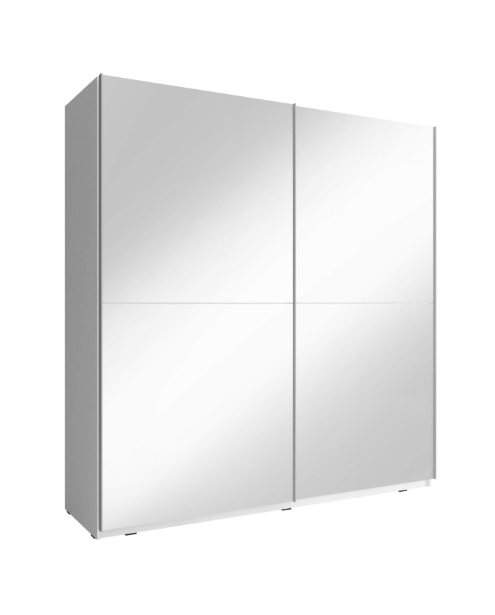 Mika 3 spinta, dvidurė, 150 cm, stumdoma, lentynos, pakabos karnizas, veidrodžiai, balta