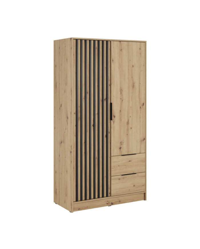 Nelly 100 spinta, dvidurė, lentynos, pakaba, stalčiai, „Artisan Oak“ / juoda