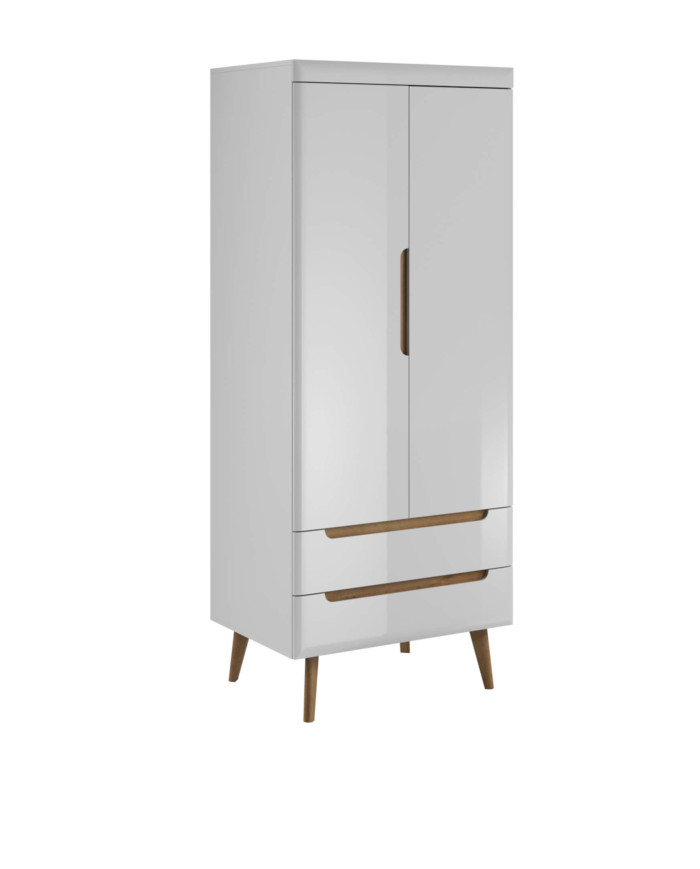 Nordi NSZ80 spinta, dvidurė, su stalčiais ir pakabinimo karnizu, balta/Rivjeros ąžuolas