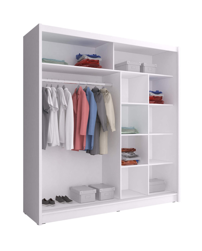 Wiki 2 spinta, dvidurė, 200 cm, stumdoma, lentynos, pakaba, veidrodžiai, grafito spalvos - Paveikslėlis 2