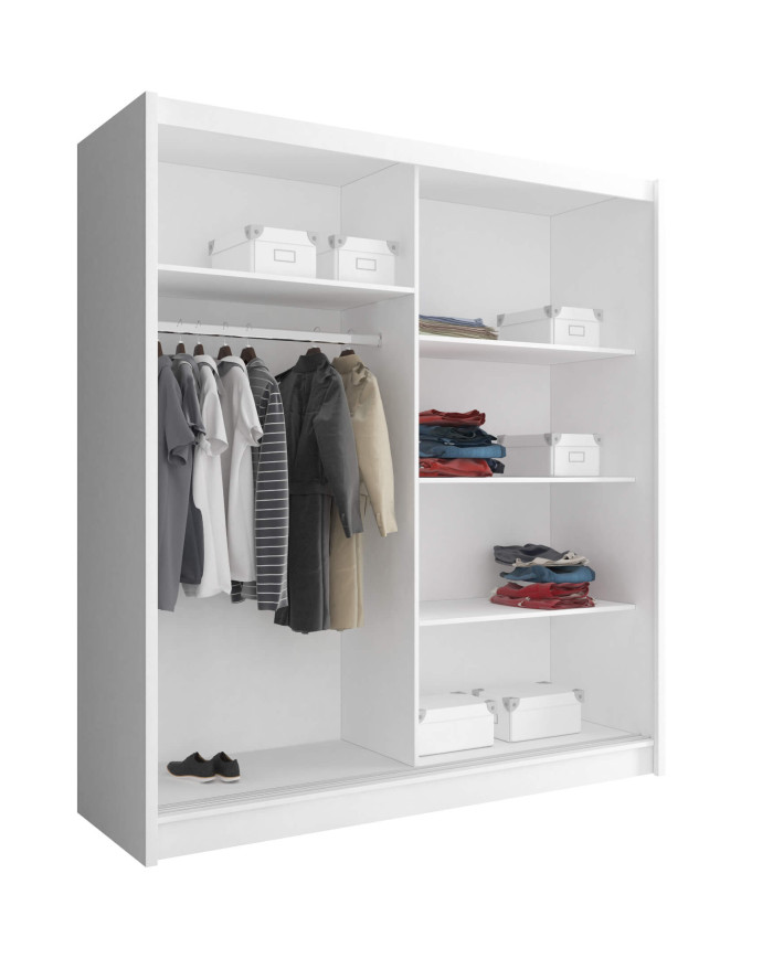 Wiki 9 spinta, dvidurė, 180 cm, stumdoma, lentynos, pakaba, veidrodžiai, grafito spalvos - Paveikslėlis 2