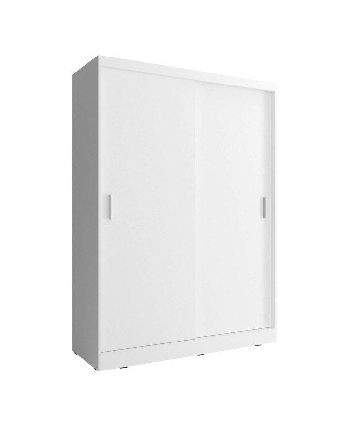 Wiki spinta, dvidurė, 150 cm, stumdomos, lentynos, pakabinimo karnizas, balta