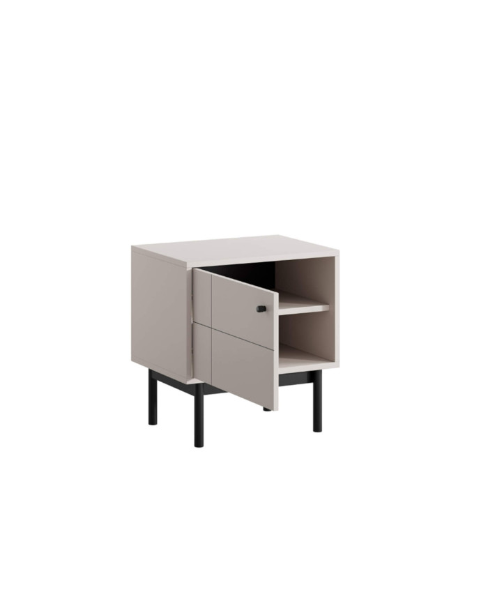 Japandi S-54 naktinis staliukas, vienvėrės durys, kašmyro/juodos spalvos - Paveikslėlis 2