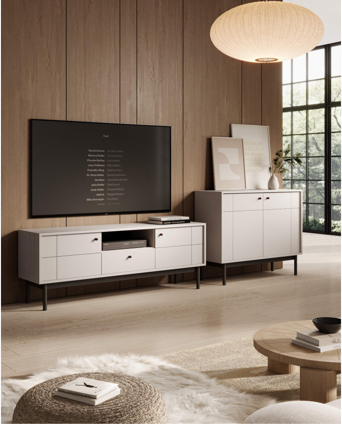 Japandi S-54 naktinis staliukas, vienvėrės durys, kašmyro/juodos spalvos - Paveikslėlis 6