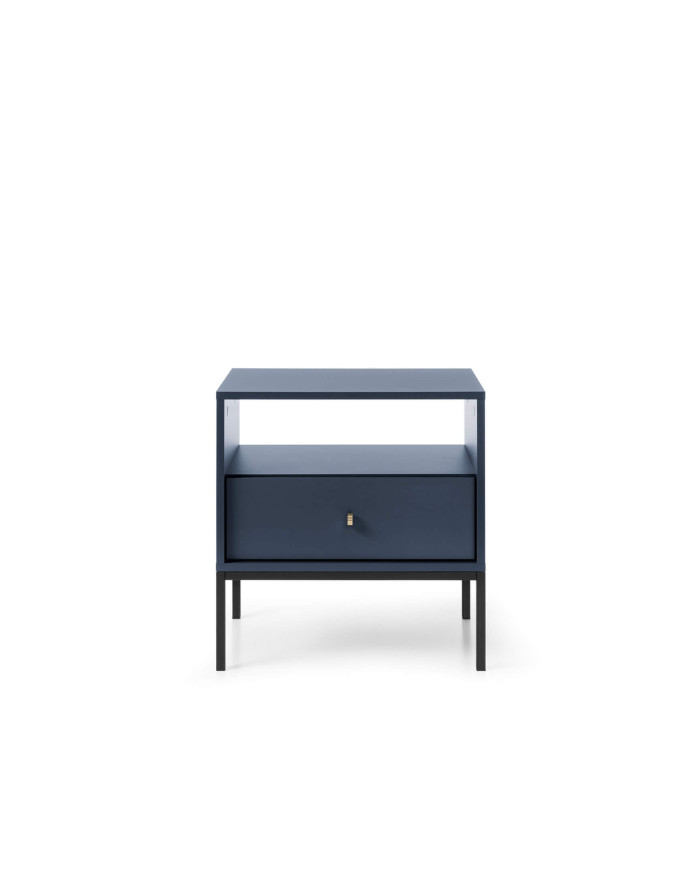 Mono MS54 naktinis staliukas, su stalčiumi, įduba, tamsiai mėlynas/juodas rėmas