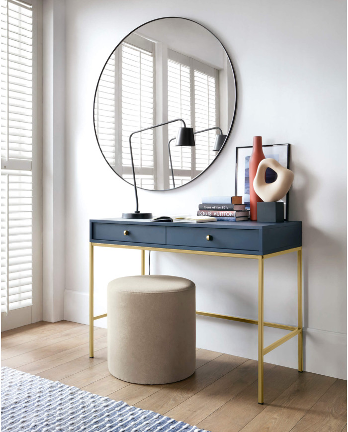 Mono MS54 naktinis staliukas, su stalčiumi, įduba, tamsiai mėlynas / auksinis rėmas — изображение 6