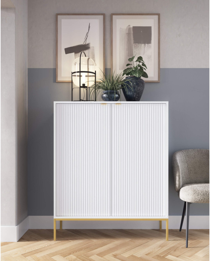 Nova S54 naktinis staliukas, stalčius, įleidžiamas, baltas/auksinis rėmas — изображение 5