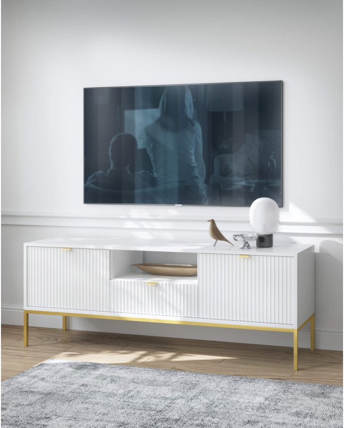 Nova S54 naktinis staliukas, stalčius, įleidžiamas, baltas/auksinis rėmas — изображение 7