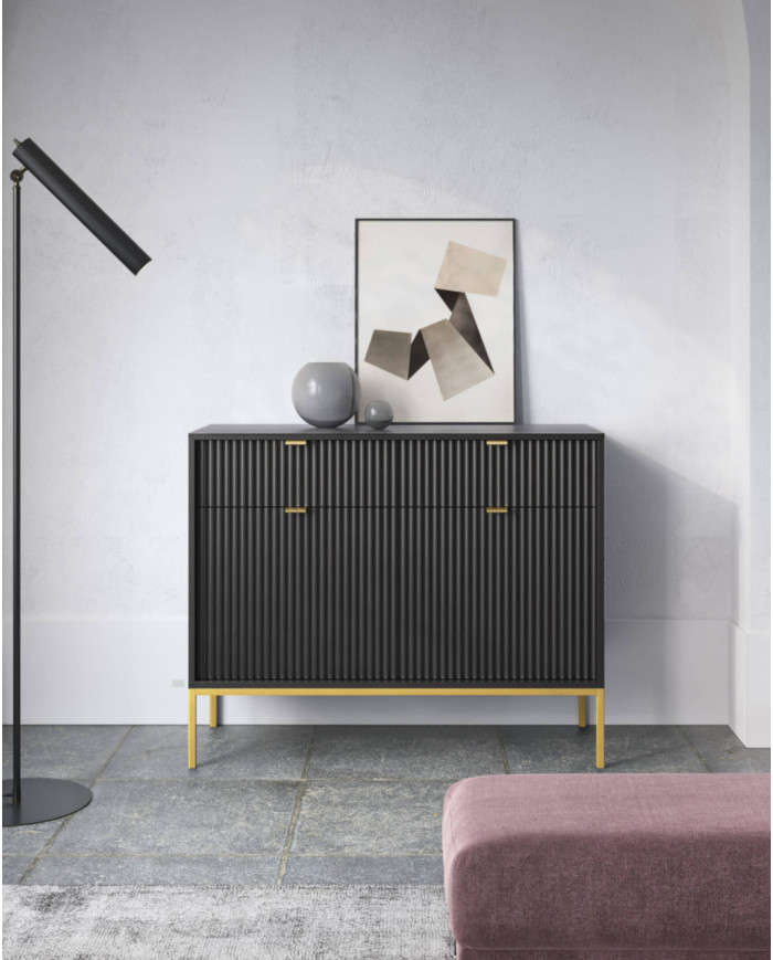 Nova S54 naktinis staliukas, stalčius, įleidžiamas, juodas/auksinis rėmas — изображение 4