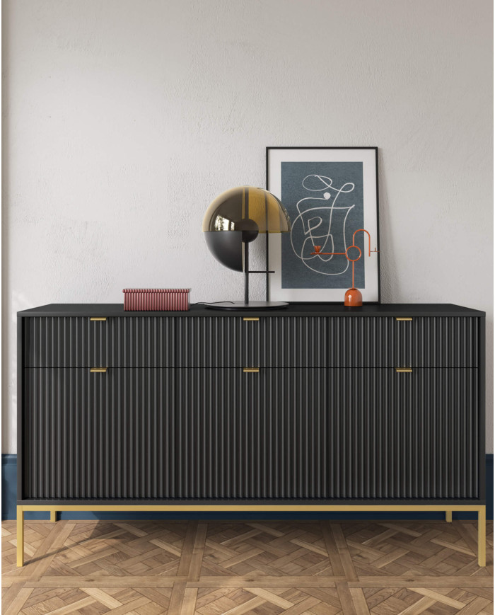 Nova S54 naktinis staliukas, stalčius, įleidžiamas, juodas/auksinis rėmas — изображение 5