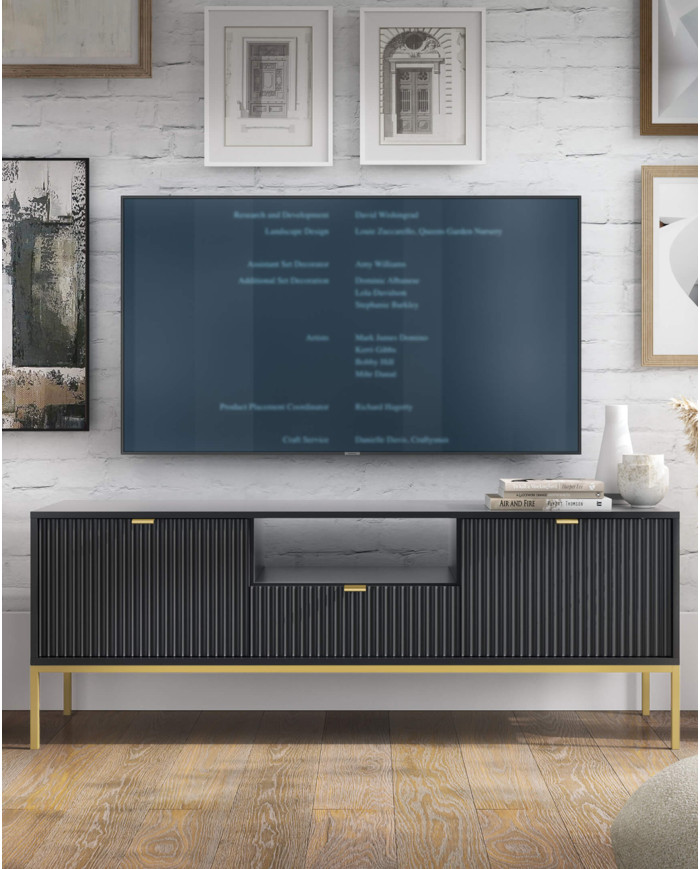 Nova S54 naktinis staliukas, stalčius, įleidžiamas, juodas/auksinis rėmas — изображение 6