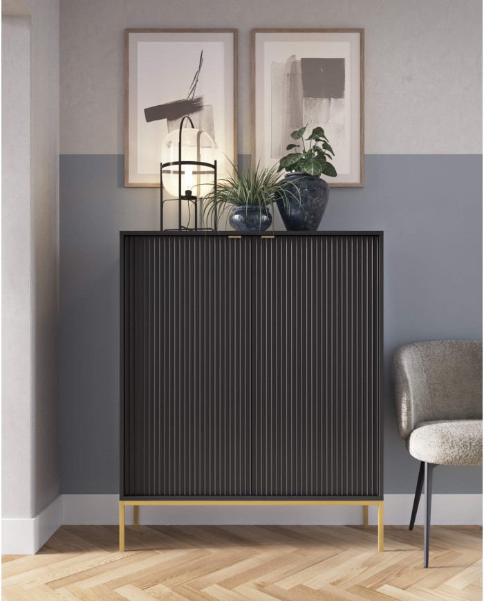 Nova S54 naktinis staliukas, stalčius, įleidžiamas, juodas/auksinis rėmas — изображение 7