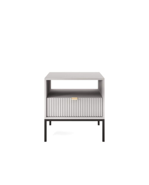 Nova S54 naktinis staliukas, stalčius, įduba, pilkas/juodas rėmas