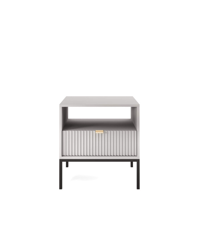 Nova S54 naktinis staliukas, stalčius, įduba, pilkas/juodas rėmas