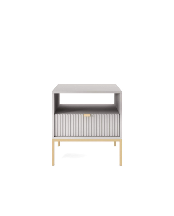 Nova S54 naktinis staliukas, stalčius, įleidžiamas, pilkas/auksinis rėmas