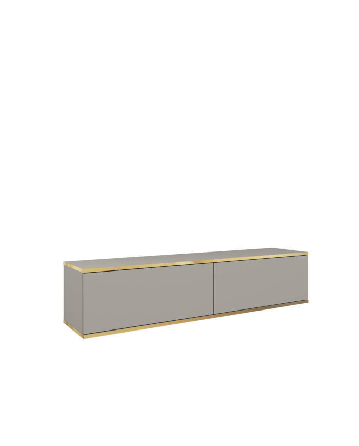 Oro 135 TV spintelė, durelėmis, montuojama ant sienos, pilka/auksinė